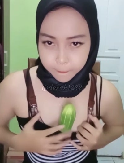 Cewe Jilbab Cantik Live Show Pake Timun